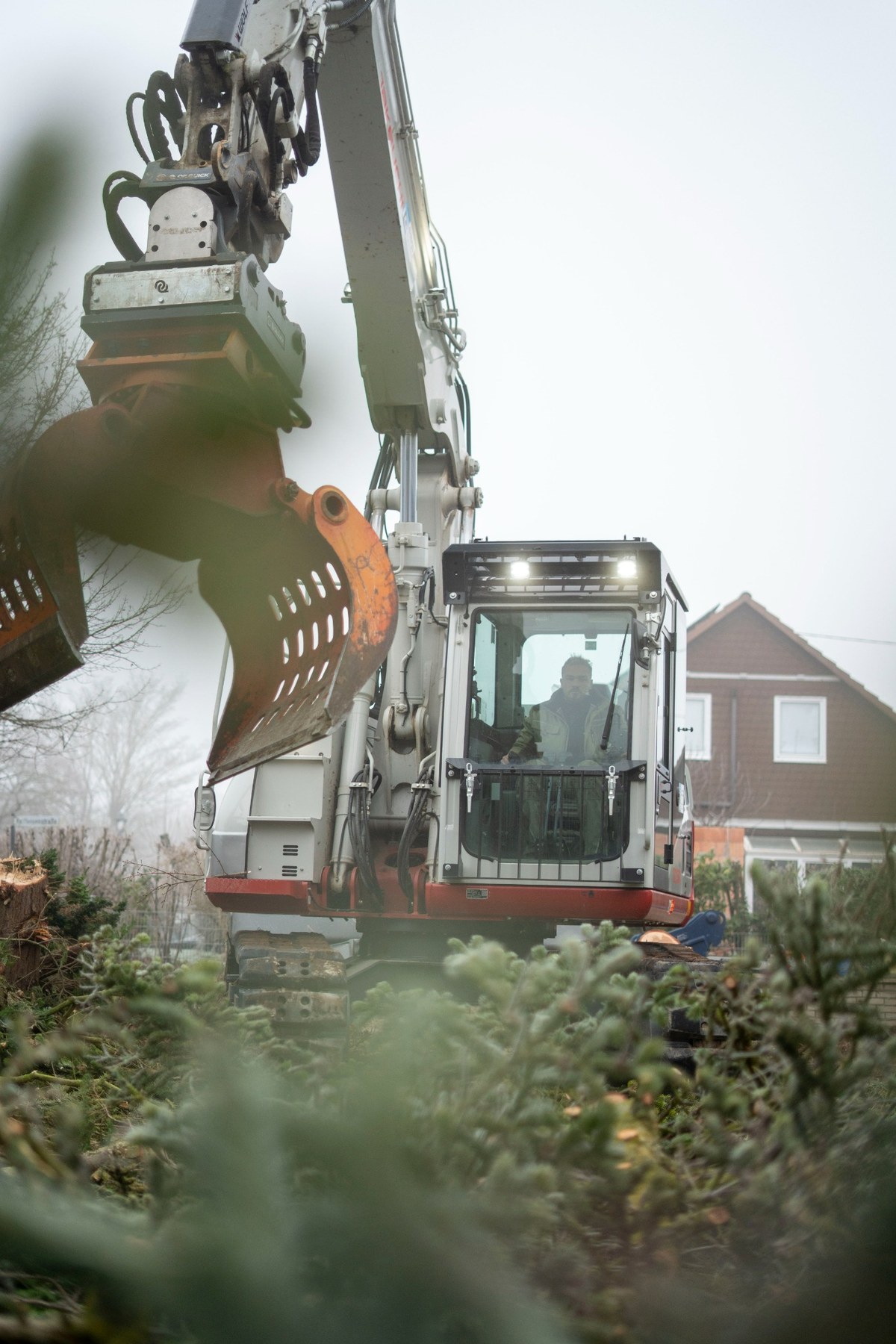 Bagger bei Rodungsarbeiten in Undenheim